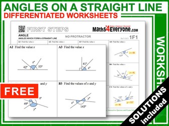 Angles on a Straight Line (Worksheets with Answers)