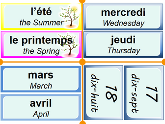 Numbers, days of the week, months and seasons (classroom displays)
