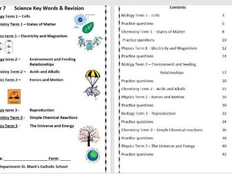 Y7 Key Vocabulary Booklet EAL adapted key words for Biology, Chemistry and Physics for year 7.