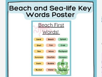Beach and Sea-Life First Words Poster