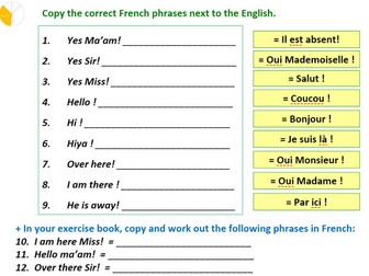 French Greetings Full Lesson with Answers