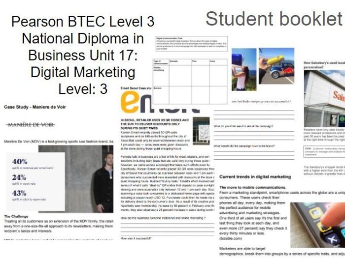 BTEC Level 3 National Diploma In Business Unit 17: Digital Marketing ...