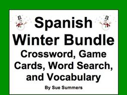 Spanish Winter Bundle of 3 Worksheets and Game Cards / Flashcards