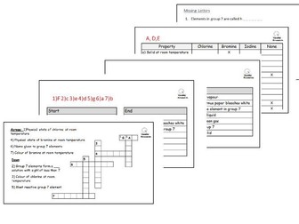 GCSE Group 7 Halogen Properties Worksheets with Answers