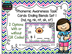 Phonemic Awareness Task Cards: Ending Blends Set 1 (nd, ng, nk, nt, sk, st)