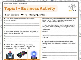 EDUQAS / WJEC GCSE Business Practice Exam Question Booklet
