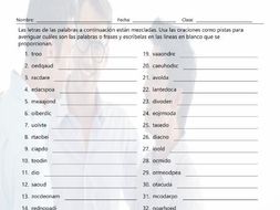 Present Perfect Tense Jumbled Words Spanish Worksheet