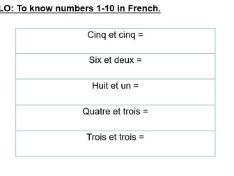 French lesson numbers 1 -10