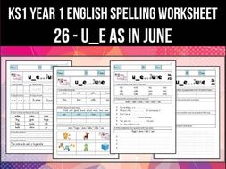 spelling phonics worksheet u sound spelled ue