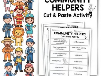 Community Helpers Cut & Paste Matching Activities | reading comprehension