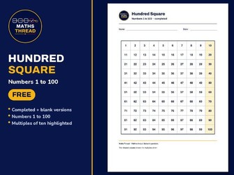 Hundred Square / 100 square (Blank & Filled)