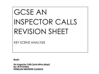 GCSE English An Inspector Calls Revision Sheet
