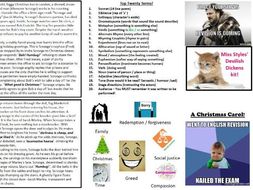 English Literature - Charles Dickens- A Christmas Carol GCSE revision key cards