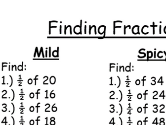 Finding Fractions of an Amount - Differentiated