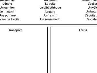 French Dictionary Challenge Worksheets