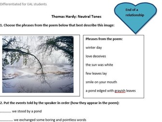 Neutral Tones by Thomas Hardy for EAL students