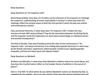 Deep-Thinking Questions for AIC, ACC, Macbeth