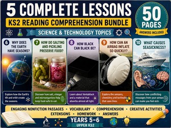 KS2 Reading Comprehension Bundle | 5 Science & Technology Lessons | Years 5–6