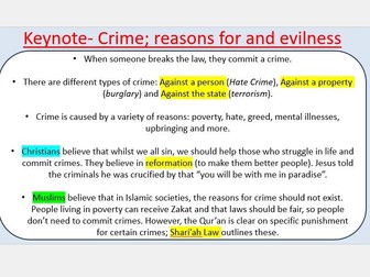 Crime (reasons for and is crime evil)