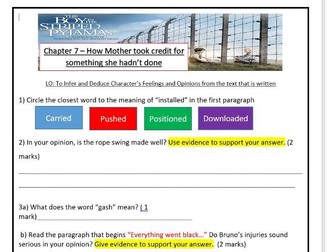 Boy in the Striped Pyjamas - Chapter 7 Comprehension
