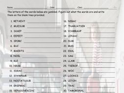City-Country Living Jumbled Words