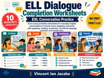 ELL Dialogue Completion Worksheets | ESL Everyday Conversation Practice