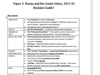 NEW HISTORY GCSE Revision Guide, Paper 3- Russia 1917-41 (Edexcel 2017 onwards)