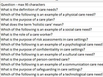 Health and Social Care Questions and Answers For Care Needs