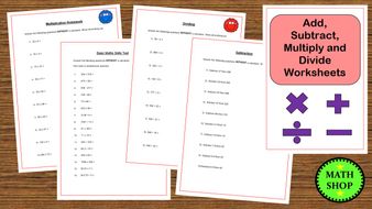 Add, Subtract, Multiply, Divide - Basic Operations Worksheets