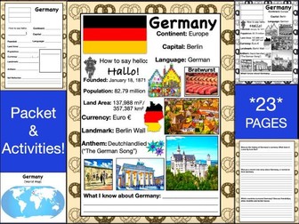 GERMANY History & Geography, Travel The World Worksheet