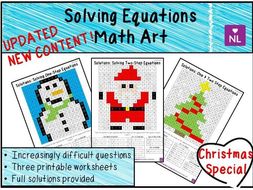 Christmas Maths Solving Linear Equations Math Art Worksheets By