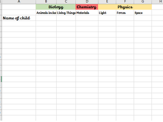 Blank Science Assessment Spreadsheet