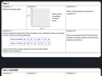 GCSE Statistics Homework Booklet - Correlation