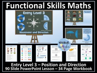 Position and Direction - Functional Skills Maths - Entry Level 3 - PowerPoint Lesson and Workbook