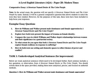 A Level Streetcar and Color Purple Comparison Task