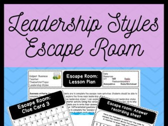 Leadership Styles Lesson - Escape Room