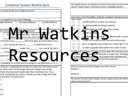 GCSE Computer Science Paper 2 Revision Work Booklet - Topic Quizzes and Model Answers - AQA 8520