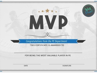 PE/Physical Education MVP Certificate