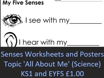 Senses -worksheets and posters KS1 EYFS