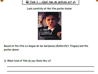 La lengua de las mariposas (1999) – KS4 Spanish Film Worksheet & Teacher Copy