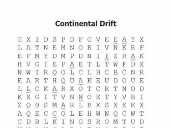 Continental Drift Word Search