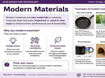Lesson 6 Modern materials DT KS4 AQA