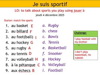 STUDIO 1 - MODULE 3 UNIT 2 - Tu es sportif?