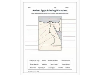 Ancient Egypt Labeling Worksheet | History | Geography | Editable