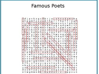 Control your  Noisy Class with this Famous Poets word search puzzle!