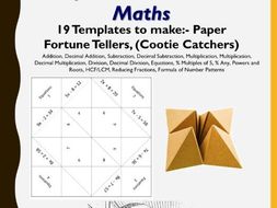 Maths Paper Fortune Tellers, (Cootie Catchers)