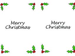 christmas card insert holly design a5 2 up on a page portrait