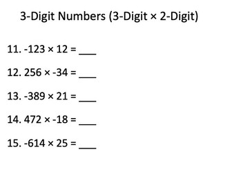 multiplying positive with negative integers