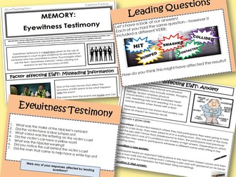 Eyewitness Testimony - Year 1 Memory - AQA A level Psychology