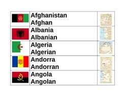 Countries of the World in English Word Wall  Teaching Resources